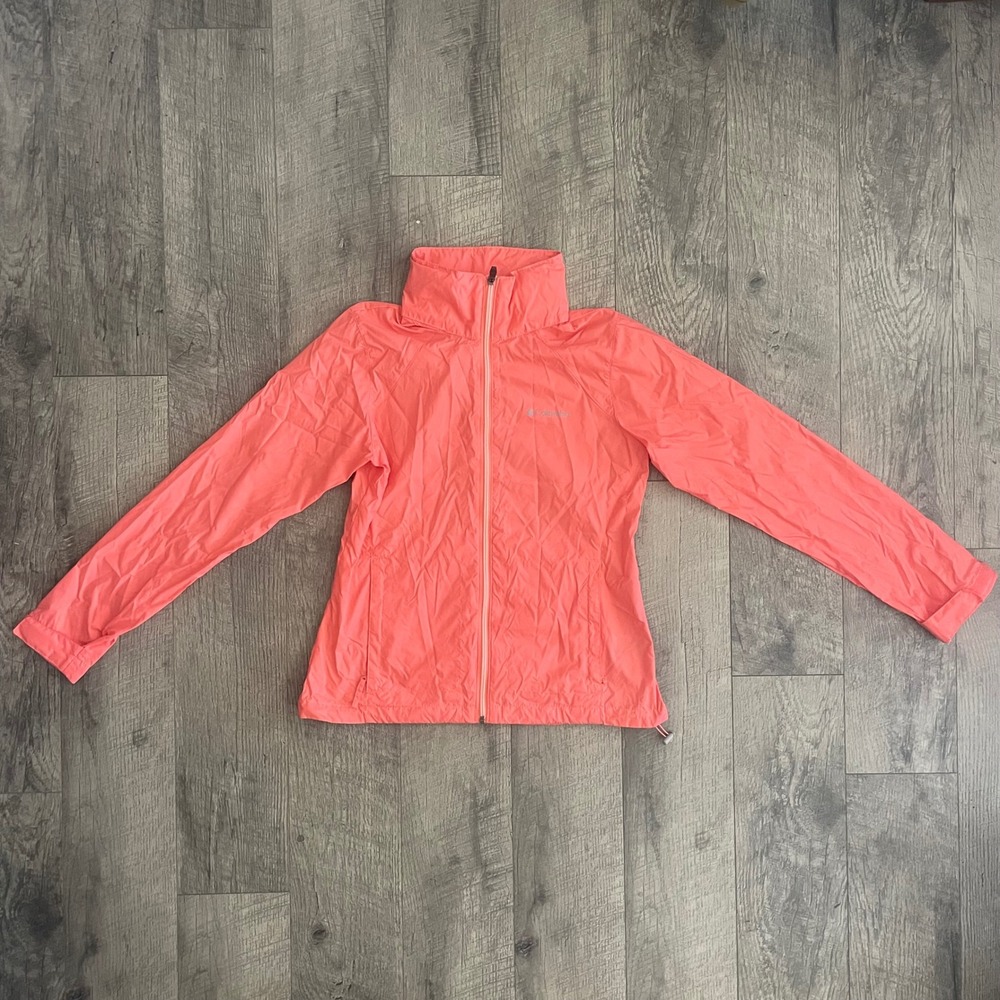 Columbia Womens Coral Pink Full Zip Windbreaker Jacket WL0127 Size S